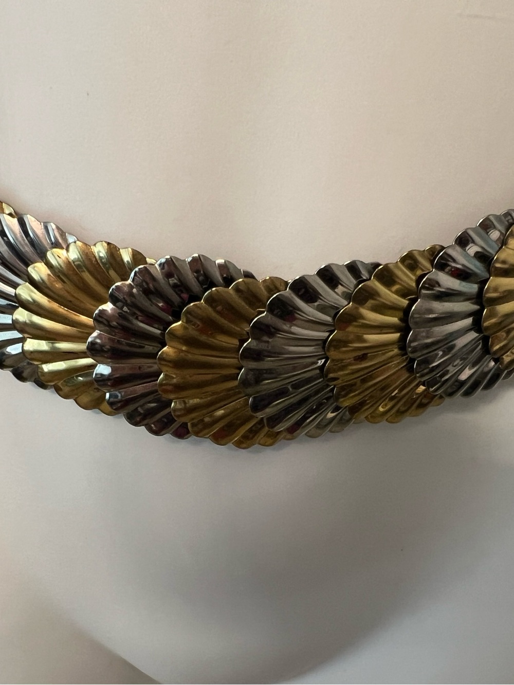Vintage 80s Gold & Silver Tone Metal Statement Stretch Belt Adjustable 41